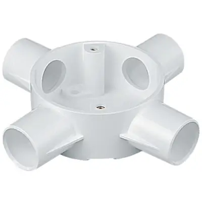 Marshall Tufflex CJB204WTWH | 20mm 4 Way Circular PVC-U Conduit Intersection Terminal Box, White