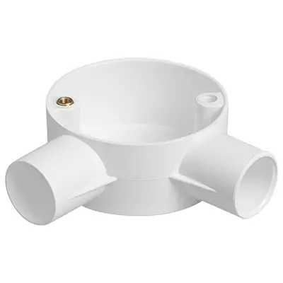 Read more on Marshall Tufflex CJB252WAWH | 25mm 2 Way Circular PVC-U Conduit Angle Terminal Box, White