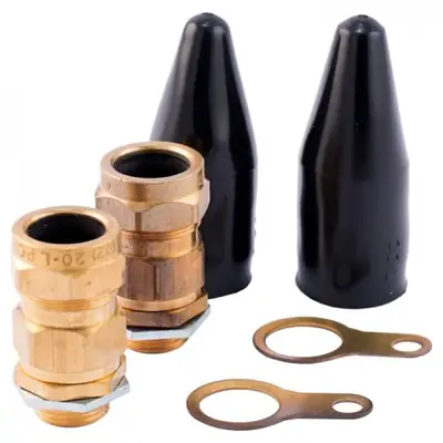 Read more on SWA PCW63LSF-PK | 63mm LSF Indoor and Outdoor Brass Cable Gland Pack with Gland, Steel Locknut, Earth Tag and Shroud