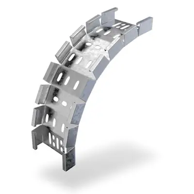 Read more on Trench MDT150EX | 90 Degree External Riser Bend for 150x25mm Medium Duty Cable Tray, Pre-Galvanised