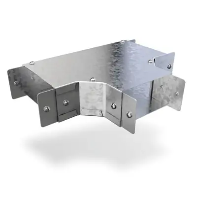 Read more on Trench SA22TTC | Flat Tee Top Cover Bend for 50x50mm Metal Cable Trunking, Galvanised