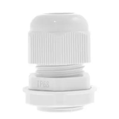 Wiska 10100611 | Sprint GLP20+ 7.5-14mm IP68 Nylon Dome Top Cable Compression Gland with Locknut, White (Pack of 10)