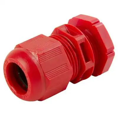Wiska 10100614 | Sprint GLP20+ 7.5-14mm IP68 Nylon Dome Top Cable Compression Gland with Locknut, Red (Pack of 10)