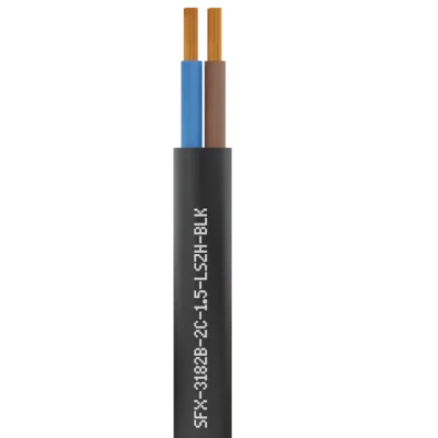 Securi-Flex SFX/3182B-2C-1.5-LSZH-BLK-U-100 | Power Cable Flexible 1.5mm 2 Core LSZH Black (100m)