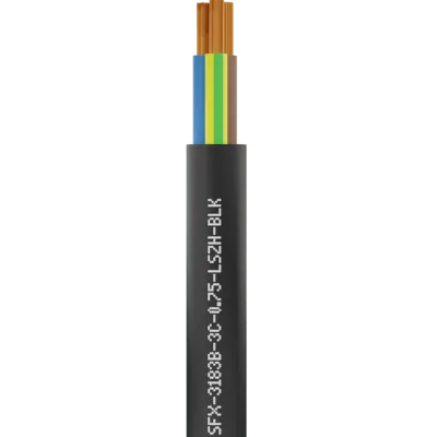 Securi-Flex SFX/3183B-3C-0.75-LSZH-BLK-U-100 | Power Cable Flexible 0.75mm 3 Core LSZH Black (100m)