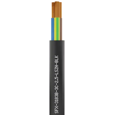Securi-Flex SFX/3183B-3C-2.5-LSZH-BLK-U-100 | Power Cable Flexible 2.5mm 3 Core LSZH Black (100m)