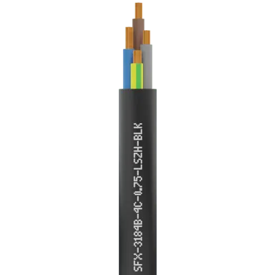 Securi-Flex SFX/3184B-4C-0.75-LSZH-BLK-U-100 | Power Cable Flexible 0.75mm 4 Core LSZH Black (100m)