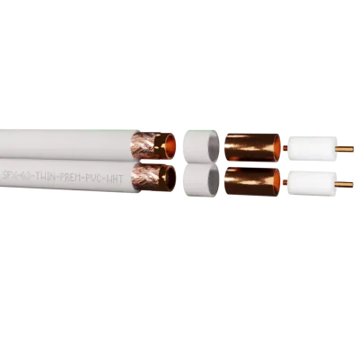 Securi-Flex SFX/63-TWIN-PREM-PVC-WHT-100 | Satellite Cable SFX63 Coaxial Twin Foam Filled Premium White PVC (100m)