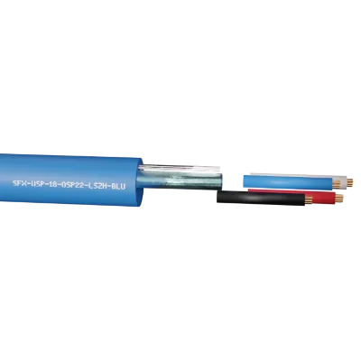 Securi-Flex SFX/USP18-OSP22-LSZH-BLU-100 | USP18-OSP22 1PR 18AWG Unscreened, 1pr 22AWG Overall Foil Screen 600V Blue LSZH Belden1822LCCH cable (100m)