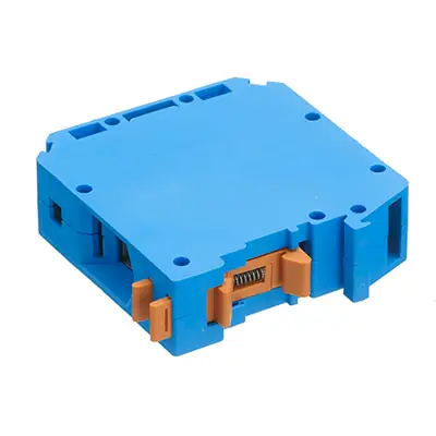 Europa CTS4UNBLUE | End Plate Screw Clamp Terminal Block DIN Rail for 4mm, Blue