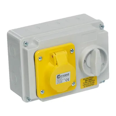 Read more on Europa SISH163F | 110V 16A 2 Pole + E IP44 Horizontal Interlocked Socket, Yellow