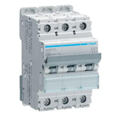 Read more on Hager NCN316A | 16A 10kA Type C Triple Pole TP MCB