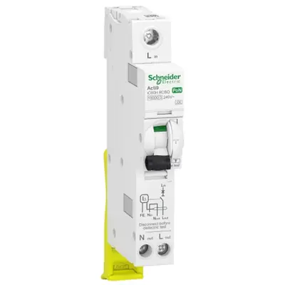 Schneider Electric A9D05806 | Acti9 iC60H 6A 30mA 10kA Single Pole + Neutral SPN Type C RCBO
