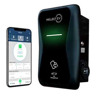 21661-3 Project EV EVA-22S-SE-RFID-4G | 22kW 32A 415V RFID & 4G Three Phase Pro Earth Electric Car Charger