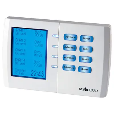 23621-2 Timeguard TRT039N | Programastat 7 Day 4 Channel Digital Heating Programmer, White