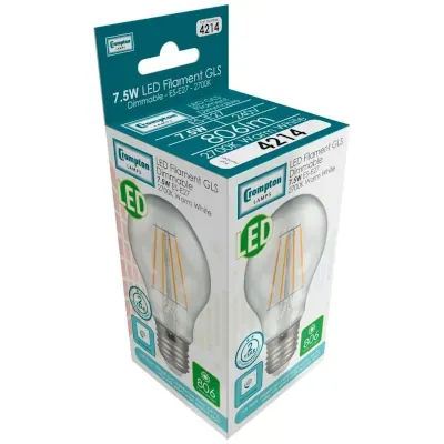 40266-2 Crompton Lamps 4214 | Dimmable LED Bulb GLS Filament ES-E27 7.5W 2700K