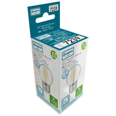 40273-2 Crompton Lamps 7239 | Dimmable LED Lamp Round Filament ES-E27 5W 2700K