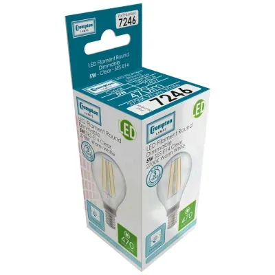 40274-2 Crompton Lamps 7246 | Dimmable LED Lamp Round Filament SES-E14 5W 2700K