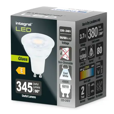 Integral LED ILMR11NC009 | 3.7W 2700K 380lm GU4 MR11 Non-Dimmable Classic Lamp (Light Bulb), Warm White