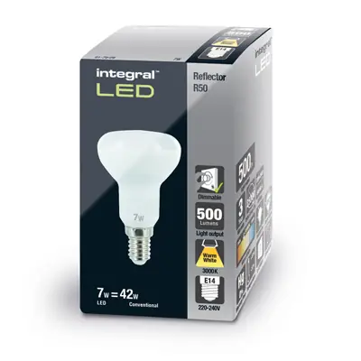 32786-2 Integral LED ILR50DD004 | 7W 3000K 600lm R50 E14 Dimmable Spot Lamp (Light Bulb), Warm White