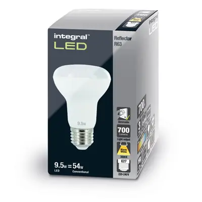 Integral LED ILR63DD005 | 9.5W 3000K 875lm R63 E27 Dimmable Spot Lamp (Light Bulb), Warm White