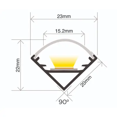 Integral LED ILPFC047 | 2m Corner Surface Mounted Aluminium Profile Frosted Diffuser with 2 Endcaps & 4 Mounting Brackets