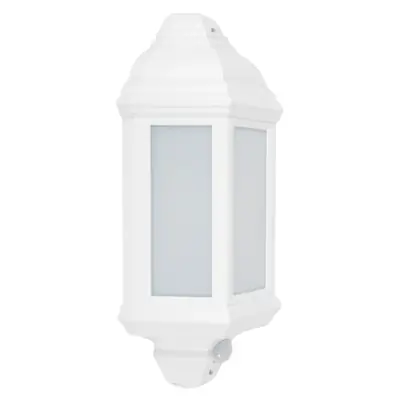 34797-2 KSR KSR1152WHT | Manta 10W 4000K 400lm IP44 LED Polycarbonate Half Wall Lantern with PIR, White
