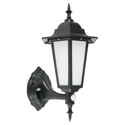 KSR KSR1154BLK | Manta 7W 4000K 370lm IP44 LED Polycarbonate Upward Lantern with PIR, Black