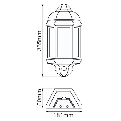 34805-3 KSR KSR1157WHT | Manta 10W 4000K 400lm IP44 LED Polycarbonate Half Wall Lantern with Dimming Sensor, White