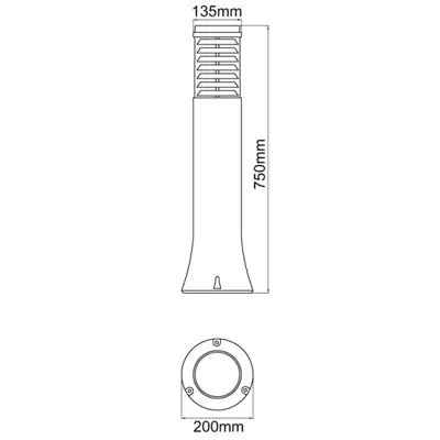 34825-2 KSR KSR1181BLK | Manta 46W E27 IP65 750mm Polycarbonate Bollard, Black