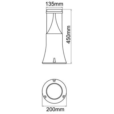 34826-2 KSR KSR1182BLK | Manta 20W 3xCCT IP65 LED 450mm Polycarbonate Bollard, Black