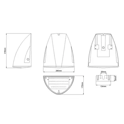 34829-2 KSR KSR1185GRY | Vicenza 25W 3xCCT IP65 LED Wall Pack, Grey