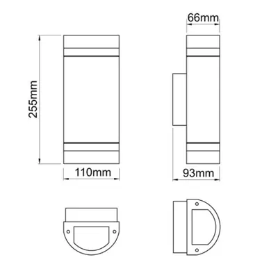 KSR KSR1286 | Coro 2x3W 3000K 262lm IP44 LED Round Up & Down Wall Light, Stainless Steel