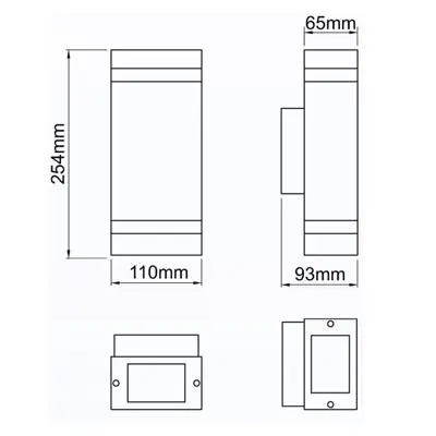 KSR KSR1287 | Coro 2x3W 3000K 262lm IP44 LED Square Up & Down Wall Light, Stainless Steel