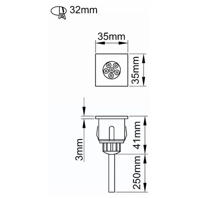 KSR KSR1289W/WHT | Cabello 0.5W 3000K IP65 LED Wall / Ground Square Recessed Light, Stainless Steel