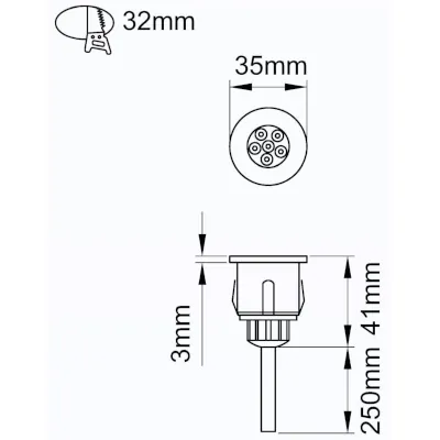49112-2 KSR KSR1293WHT | Ground Light Recessed LED Light Cabello IP65 0.5W 6000K, White