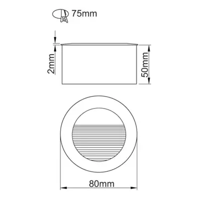 KSR KSR1302W/WHT | Carpio Mini 1.2W 3000K 90lm IP44 LED Round Recessed Wall Wash Light, Black