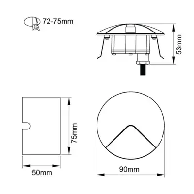 KSR KSR1307W/W | Carpio Mini 2W 3000K IP54 LED Round Recessed Wall Wash Pin Light, Black