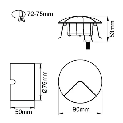 36519-2 KSR KSR1308C/W | Carpio Mini 2W 6000K IP54 LED Round Recessed Wall Wash Pin Light, White