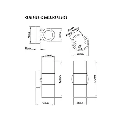 38880-2 KSR KSR13105 | Luso II 2x35W 2xGU10 IP44 Up & Down Wall Light, Stainless Steel