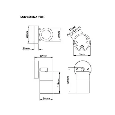 38881-4 KSR KSR13106 | Luso II 35W GU10 IP44 Adjustable Single Wall Light, Black
