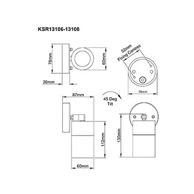 38882-3 KSR KSR13107 | Luso II 35W GU10 IP44 Adjustable Single Wall Light, Copper