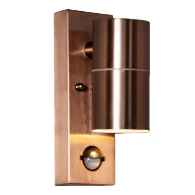 38888-2 KSR KSR13113 | Luso II 35W GU10 IP44 Single Wall Light with PIR, Copper