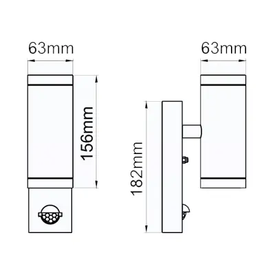 KSR KSR1318 | Tulua III 2x5W 3000K 650lm IP65 LED Up & Down Wall Light with PIR Sensor, Stainless Steel