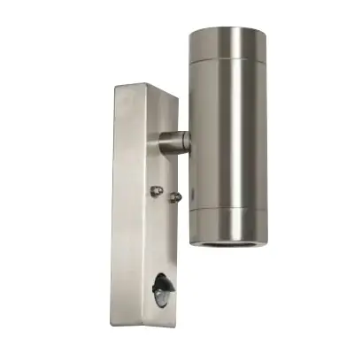 22542-2 KSR KSR1341 | Tulua III GU10 PIR Up and Down Wall Light, Stainless Steel