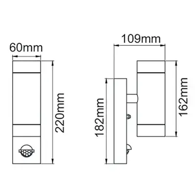 22542-3 KSR KSR1341 | Tulua III GU10 PIR Up and Down Wall Light, Stainless Steel