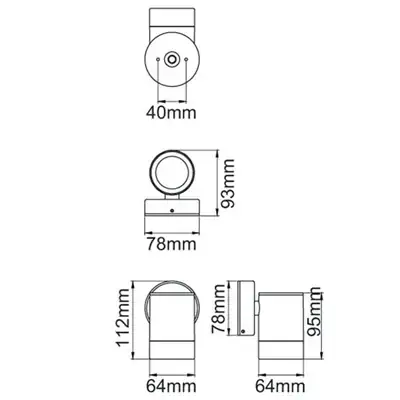 22544-3 KSR KSR1342 | Tulua GU10 Single Wall Light, Black