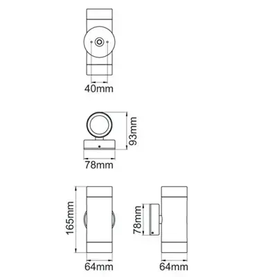 KSR KSR1343 | Tulua GU10 Up and Down Wall Light, Black