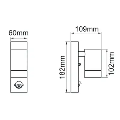 36885-2 KSR KSR1347 | Tulua III 35W GU10 IP44 Single Wall Light with PIR, Black