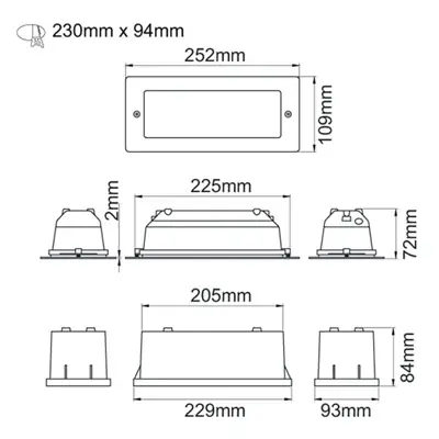 KSR KSR1350 | Madrid 6W 3000K 138lm IP44 LED Bricklight with Plain Frame, Black
